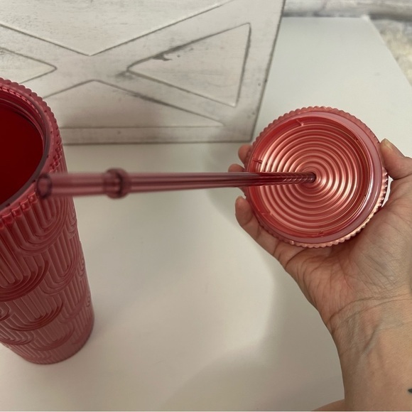 Starbucks Dusty Rose Pink Shimmer Shell Mermaid Scales Cold Cup Tumbler 24 oz - Picture 15 of 15